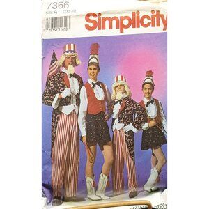 UNCUT Simplicity 7366 Uncle Sam & Majorette Costume Sewing Pattern XXS-XL 4 Size